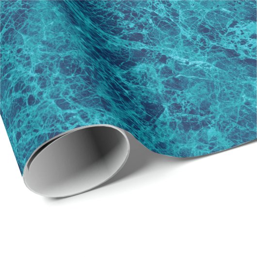 Papier Cadeau Structure en marbre bleu Terrazzo (Coin rond)