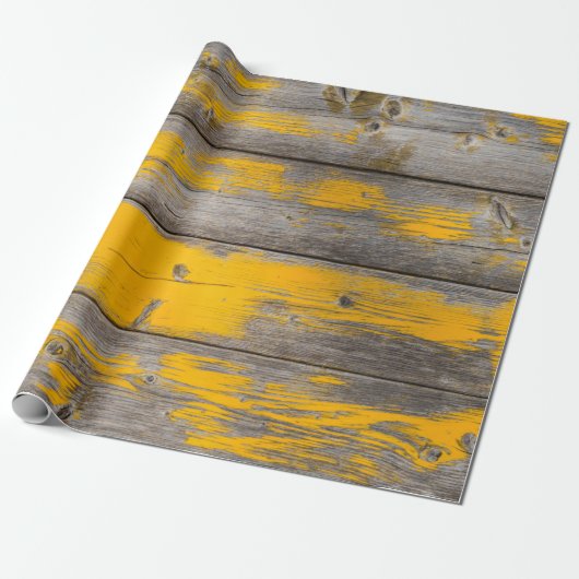 Papier Cadeau Structure jaune mur en bois texture (Déroulé)