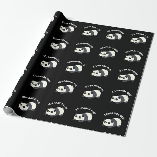 Papier Cadeau Stu-panda-ous Funny Panda Pun Dark BG (Déroulé)