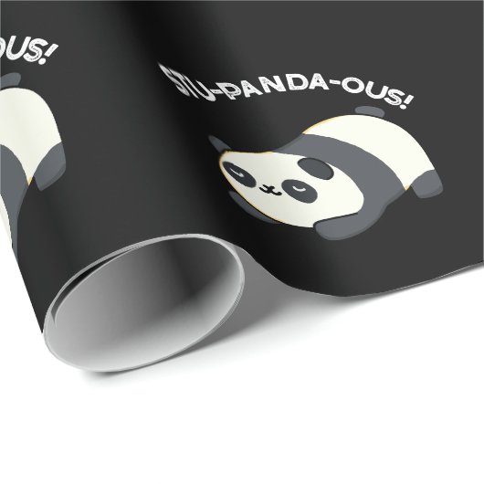 Papier Cadeau Stu-panda-ous Funny Panda Pun Dark BG (Coin rond)