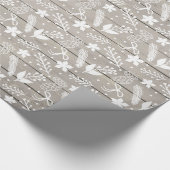 Papier Cadeau Style agricole Noël Holly & Pinecones Bois (Coin)