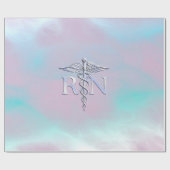 Papier Cadeau Style Argent RN Caduceus Médicale Mère Pearl (Plat)