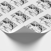 Papier Cadeau Style Art nouveau shamrock fille art noir blanc (Coin)