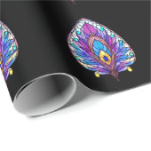 Papier Cadeau Style Art Nouveau Vitrage Peacock Plumes (Coin rond)