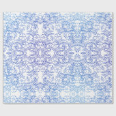 Papier Cadeau Style bleu floral motif sur blanc (Plat)