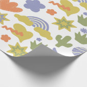 Papier Cadeau Style bleu vert et orange dessiné à la main en Bab (Coin)