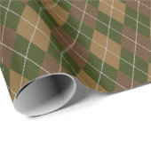 Papier Cadeau Style Camo Brown Green Khaki Jacquard Classic Golf (Coin rond)