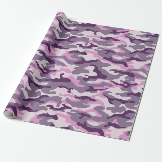 Papier Cadeau Style Camouflage rose violet (Déroulé)