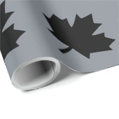 Papier Cadeau Style canadien de feuille d'érable noire (Coin rond)