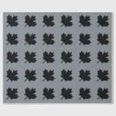 Papier Cadeau Style canadien de feuille d'érable noire (Plat)