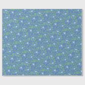 Papier Cadeau Style champêtre Blue Green Floral Périwinkle Motif (Plat)