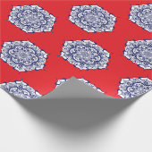 Papier Cadeau Style Chine bleue avec des créatures (Coin)
