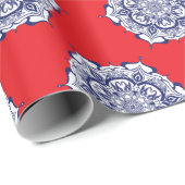 Papier Cadeau Style Chine bleue avec des créatures (Coin rond)