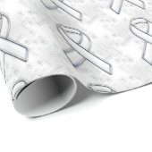 Papier Cadeau Style Chrome blanc de sensibilisation au ruban pie (Coin rond)