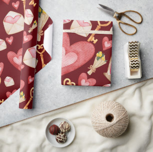 Papier Cadeau Style Coeurs rouges