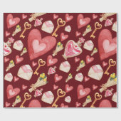 Papier Cadeau Style Coeurs rouges (Plat)