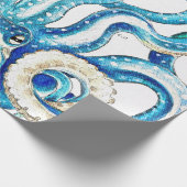 Papier Cadeau Style comique de poulpe bleu (Coin)