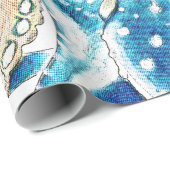 Papier Cadeau Style comique de poulpe bleu (Coin rond)