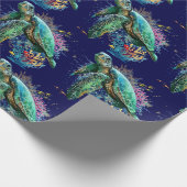 Papier Cadeau Style d'aquarelle sous-marine de tortue marine (Coin)