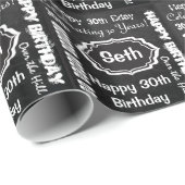 Papier Cadeau Style d'art du métro d'anniversaire | Personnalise (Coin rond)