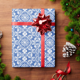 Papier Cadeau Style de chinoiserie vintage flocons de neige bleu