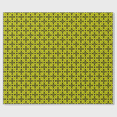 Papier Cadeau Style de courtepointe Motif 02 - Jaune sur noir (Plat)