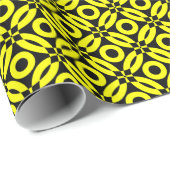 Papier Cadeau Style de courtepointe Motif 02 - Jaune sur noir (Coin rond)