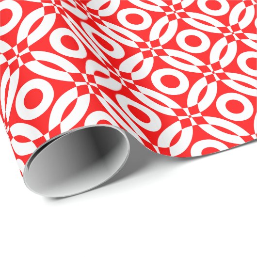 Papier Cadeau Style de surface composée Motif 02 - Blanc sur rou (Coin rond)