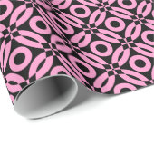 Papier Cadeau Style de surface Motif 02 - Rose sur Noir (Coin rond)