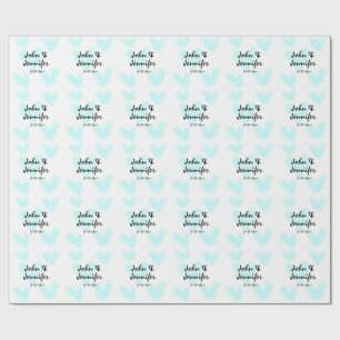 Papier Cadeau style de texte minimal simple blanc mariage cœur b