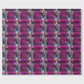 Papier Cadeau Style d'écran VHS rétro rayé (Plat)