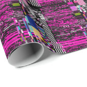 Papier Cadeau Style d'écran VHS rétro rayé (Coin rond)