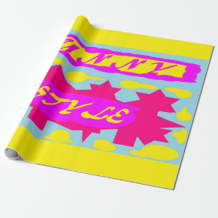PAPIER CADEAU STYLE ENSOLEILLÉ CONCEPTION ROSE LÉMON BLEU
