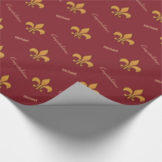 Papier Cadeau Style Fleur de Lis en bois personnalisé (Coin)