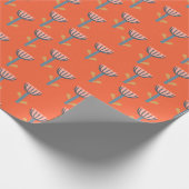 Papier Cadeau Style folklorique scandinave Orange Floral (Coin)