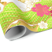Papier Cadeau Style Giftwrap de Chiyogami (Coin rond)