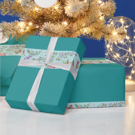 Papier Cadeau Style koré floral bleu (Vacances)