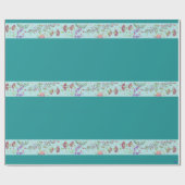 Papier Cadeau Style koré floral bleu (Plat)