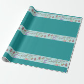 Papier Cadeau Style koré floral bleu (Déroulé)