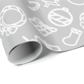 Papier Cadeau Style minimaliste Doodle Articles de Noël (Coin rond)