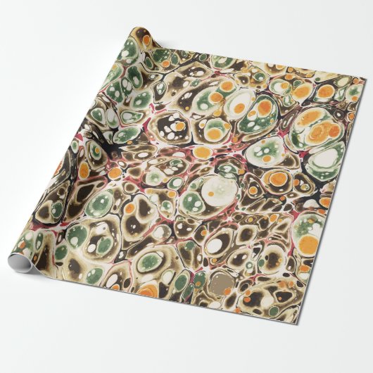 Papier Cadeau Style moderne Abstrait Sage Motif en marbre jaune (Déroulé)