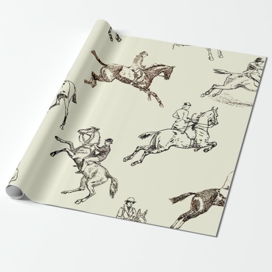 Papier Cadeau Style moderne Beige Horseback Toile (Déroulé)