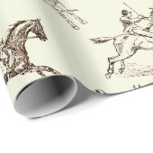 Papier Cadeau Style moderne Beige Horseback Toile (Coin rond)