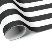 Papier Cadeau Style moderne Black White Stripes Élégant Or Texte (Coin rond)