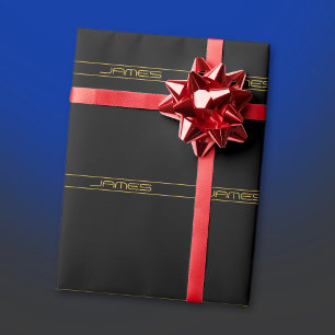 Papier Cadeau Style moderne et modifiable Texte Or & Grilles