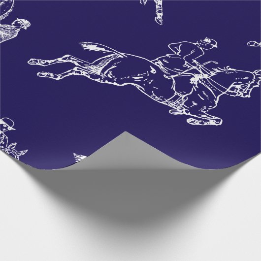 Papier Cadeau Style moderne Marine Bleu Horseback Riding Toile (Coin)