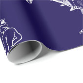 Papier Cadeau Style moderne Marine Bleu Horseback Riding Toile (Coin rond)