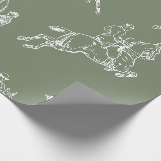 Papier Cadeau Style moderne Sage Green Horseback Toile d'équitat (Coin)