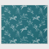 Papier Cadeau Style moderne Turquoise Blue Horseback Riding Toil (Plat)