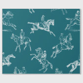 Papier Cadeau Style moderne Turquoise Blue Horseback Riding Toil (Plat)